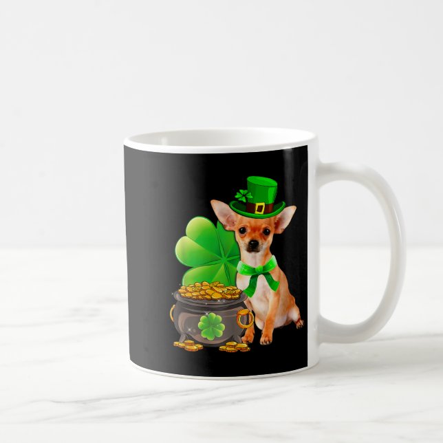 Caneca De Café Chihuahua Dog Shamrock St Patricks Day Dog Irish G (Direita)