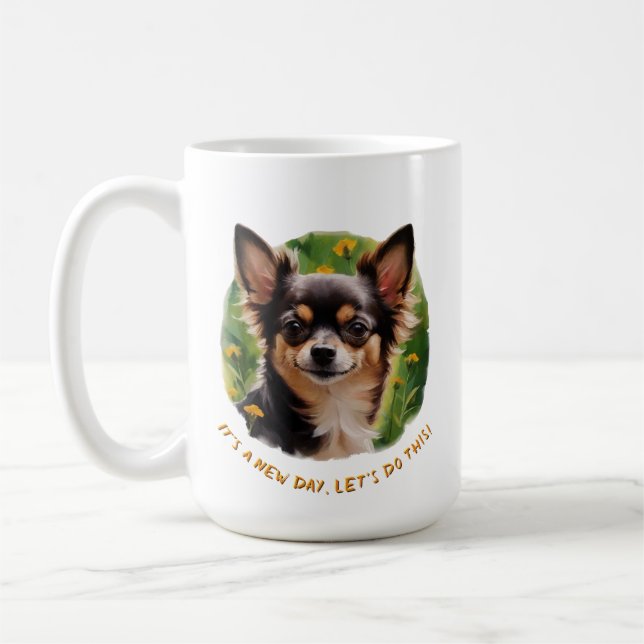 Caneca De Café Chihuahua Mug alegre pelas manhãs brilhantes (Esquerda)