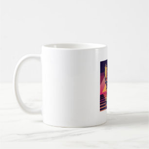 Caneca De Café Chihuahua Neon Retro � Arte de Cachorro Synthwave 