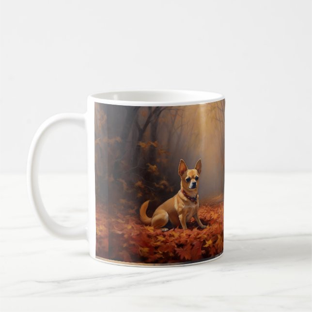 Caneca De Café Chihuahua no outono deixa cair inspiração (Esquerda)