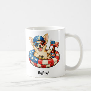 Caneca De Café Chihuahua Patriótico Personalizado 4 de Julho