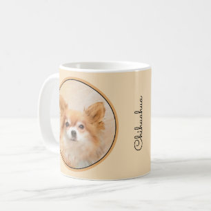 Caneca De Café Chihuahua Pintura De Cachorro De Cabelo Longo