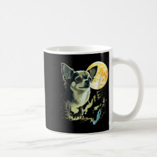 Caneca De Café Chihuahua uivando para a lua meme engraçado