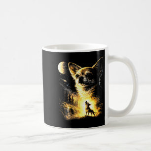 Caneca De Café Chihuahua uivando para a lua vintage 90s engraçado