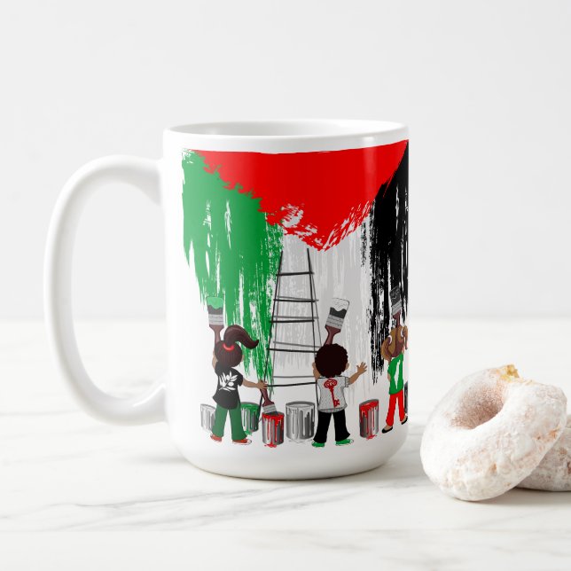 Caneca De Café Children of Gaza Painting Palestine Flag  (Com Donut)