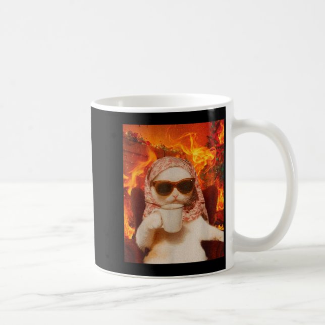 Caneca De Café Chill Cat And Coffe Xmas Funny Cat Meme Y2k Joke  (Direita)