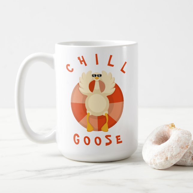 Caneca De Café Chill Goose Funny Beac Summer Frota Piscina (Com Donut)