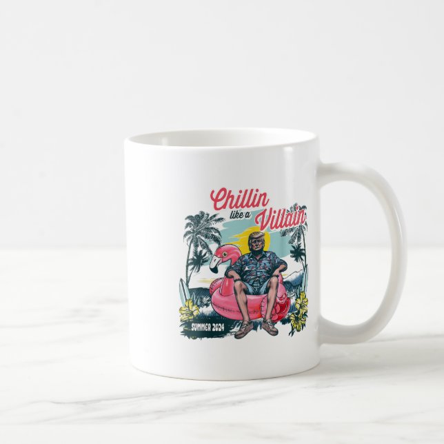 Caneca De Café Chillin Como Um Felon Beach Summer Funny Trump 202 (Direita)