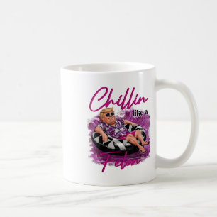 Caneca De Café Chillin Como Um Felon Retro Verão Rosa Engraçado
