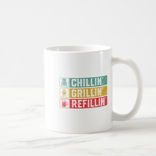Caneca De Café Chillin Grillin Refillin Churrasco Pit Carne Fuman (Direita)