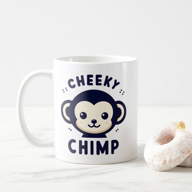 Caneca De Café Chimp Chimp Sleek Minimalismo Macaco (Com Donut)