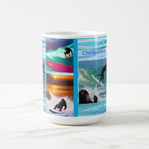 Caneca De Café Chimpanzés Surfing Photo Collage, Coffee Mug