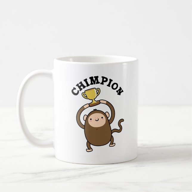 Caneca De Café Chimpion Funny Champion Chimpanzee Pun (Esquerda)