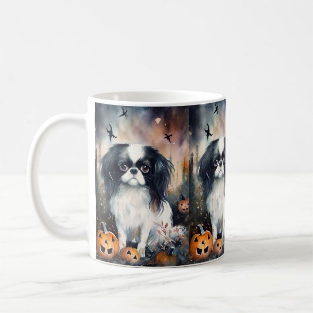 Caneca De Café Chin Japonês Halloween Com Pumpkins Assustado (Esquerda)