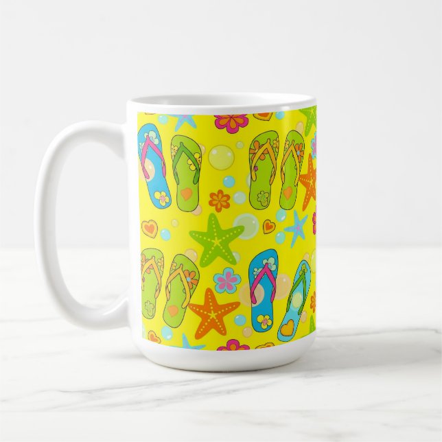CANECA DE CAFÉ CHINELAS COLORIDAS DE VERÃO E CONCHAS (Esquerda)