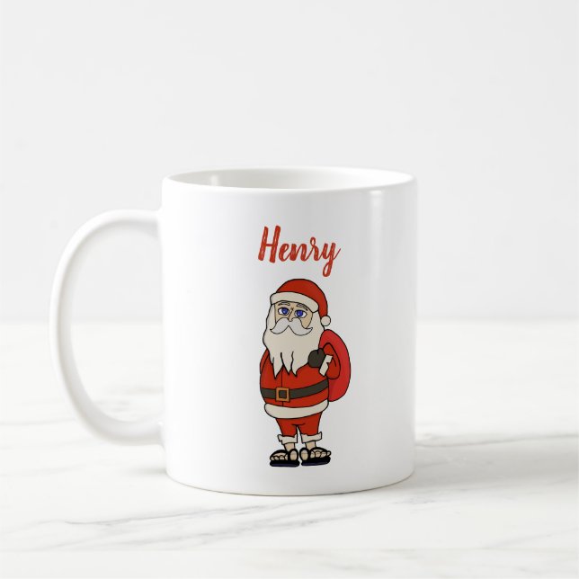 Caneca De Café Chinelos de Natal do Papai Noel Personalizado (Esquerda)