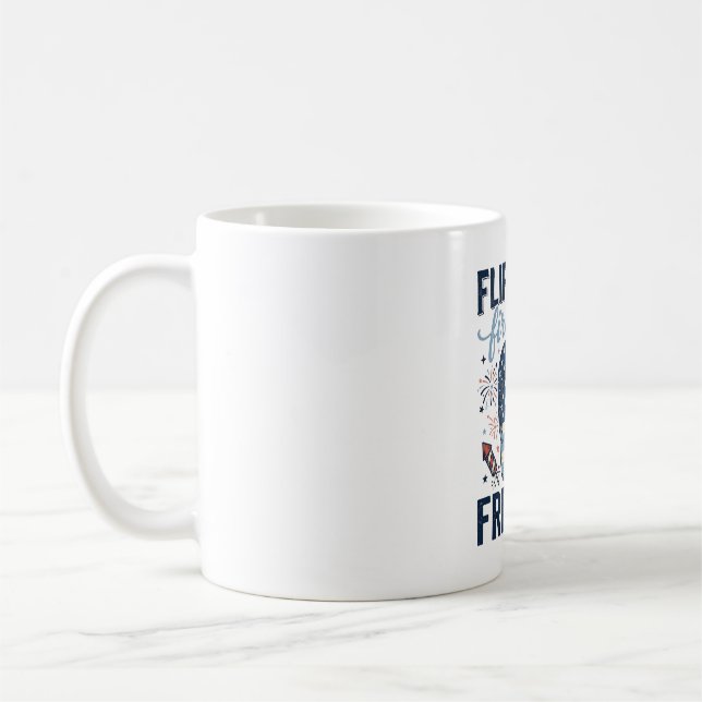 Caneca De Café Chinelos Patrióticos Fogos de Artifício Camisa Lib (Esquerda)