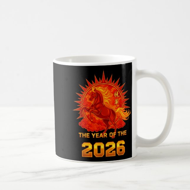 Caneca De Café Chinese New Year 2026 Of The Fire Horse Men Women  (Direita)