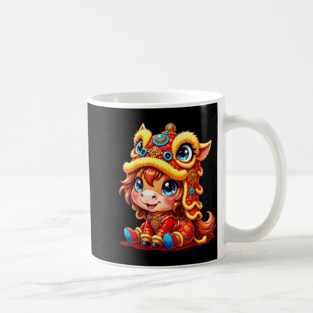 Caneca De Café Chinese New Year Of The Horse 2026 Lunar Girls Lio (Direita)