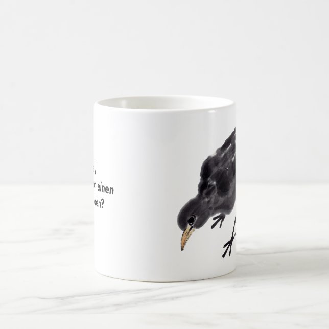 Caneca De Café Chinesische Tuschekunst mit Amsel-Vogelmotiv  (Centro)