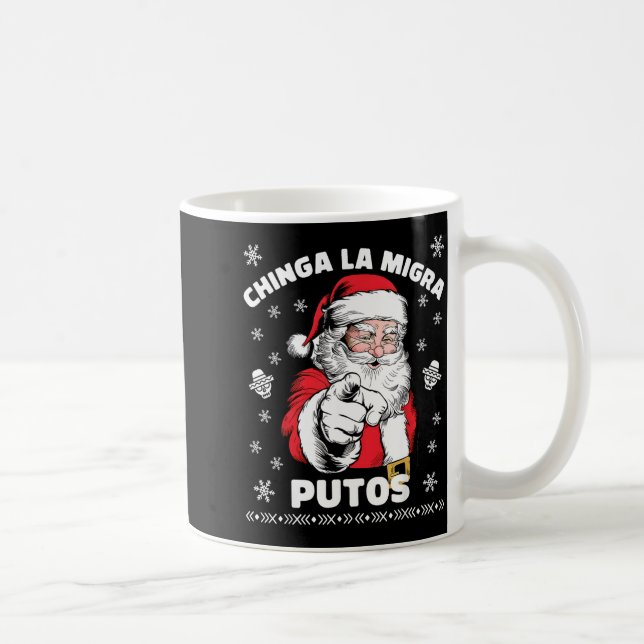 Caneca De Café Chinga La Migra Putos Christmas Santa Feliz Navida (Direita)