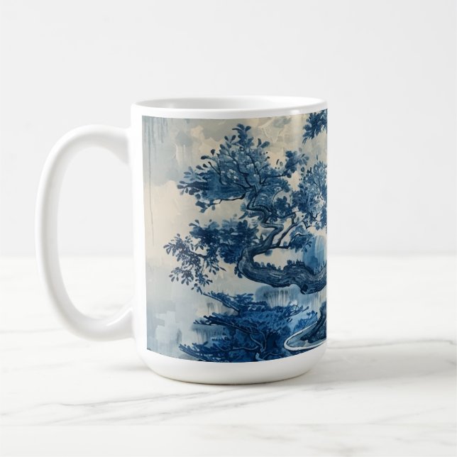 Caneca De Café Chinoiserie Blue e White Porcelain Design (Esquerda)