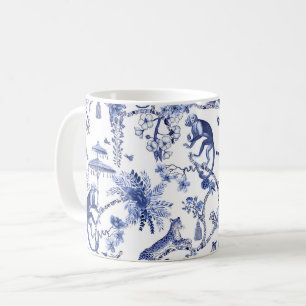Caneca De Café Chinoiserie Chic Jungle Toile Azul e branco