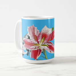 Caneca De Café Chique Azul Lily floral Girls Mug