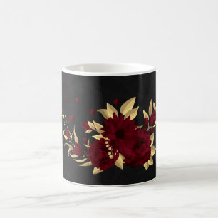Caneca De Café Chique burgundy e dourado preto