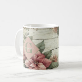 Caneca De Café Chique de nome personalizado Pastel Poinsettias Ga