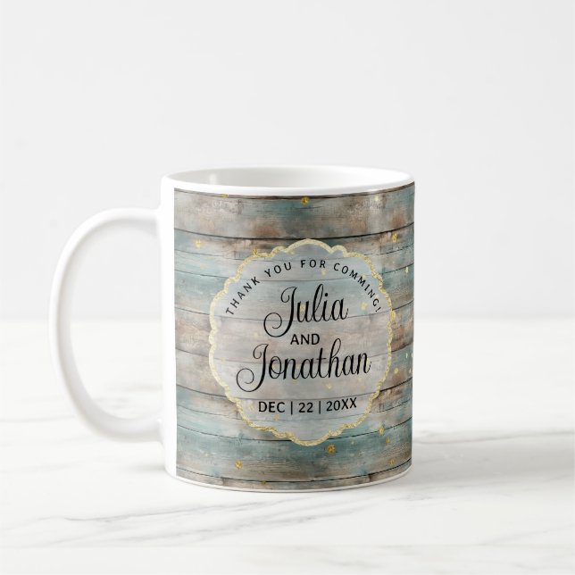 Caneca De Café Chique Pastel Wood Obrigado (Esquerda)