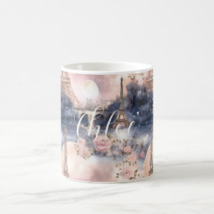 Caneca De Café Chique Torre Eiffel Paris Rosa Azul Francês