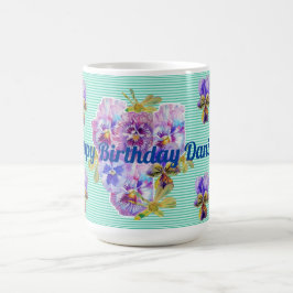 Caneca De Café chique Turquoise Aqua Pansy floral Mug