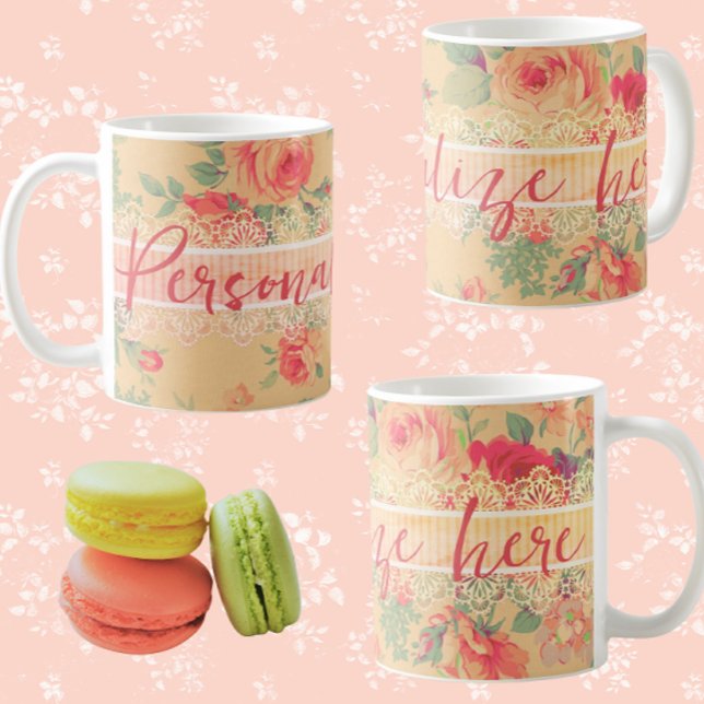Caneca De Café Chique Vintage Personalizado (Personalize for a special someone...)