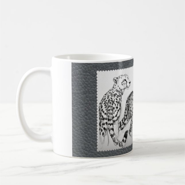 Caneca De Café Chitas no couro cinzento do falso (Esquerda)
