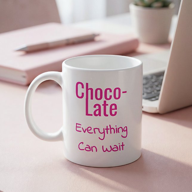 Caneca De Café Choco-Late Tudo Pode Esperar (Criador carregado)