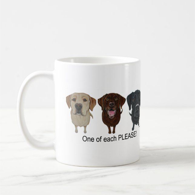 Caneca De Café Chocolate, amarelo e preto Labrador Retriever (Esquerda)