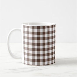 Caneca De Café Chocolate Brown Plaid Gingham Retro Color