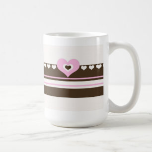 Caneca De Café Chocolate com Corações Rosas