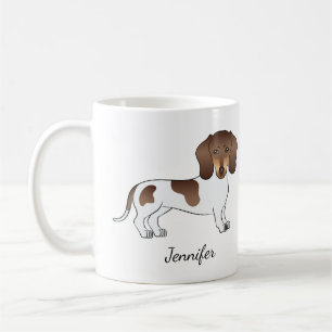 Caneca De Café Chocolate e Tan Pé Curto Dachshund e Nome