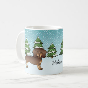 Caneca De Café Chocolate E Tan Short Hair Dachshund No Inverno