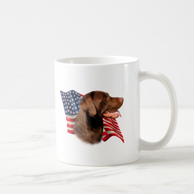 Caneca De Café Chocolate Labrador Retriever American Flag (Direita)