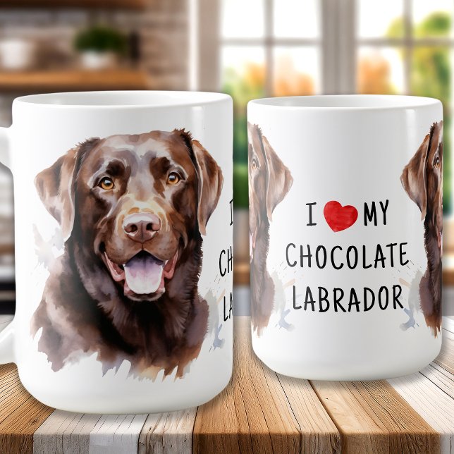Caneca De Café Chocolate Labrador Retriever - Eu Amo Meu Cão (Criador carregado)