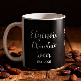Caneca De Café Chocolate Lover White Script Personalized Name Est