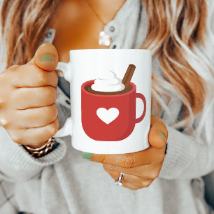 Caneca De Café Chocolate Quente Aconchegante Coração Canela Ilust