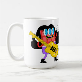 Caneca De Café Chocolate Vermelho Musical com Guitarra