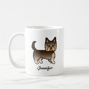 Caneca De Café Chocolate Yorkshire Terrier Cartoon Dog & Name