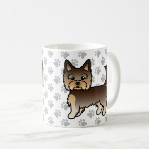 Caneca De Café Chocolate Yorkshire Terrier Cartoon Dog & Paws