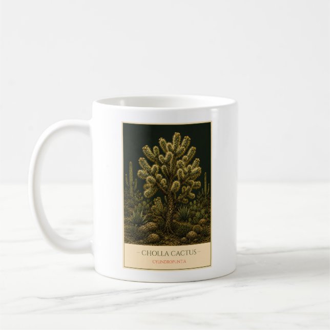 Caneca De Café Cholla Cactus – Vintage Botanical Mug (Esquerda)