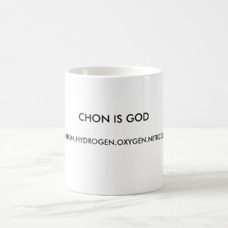 CANECA DE CAFÉ CHON É O DEUS, CARBON.HYDROGEN.OXYGEN.NITROGEN.